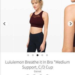 Lululemon Breathe In it Bra- Garnet, size 12